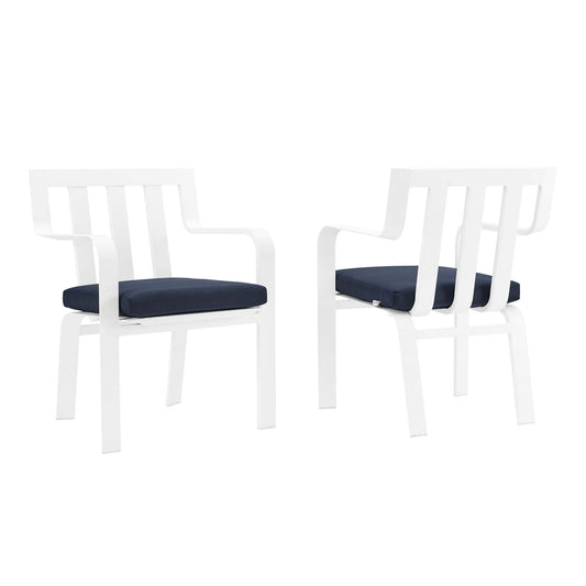Modway Outlet Baxley Outdoor Patio Aluminum Armchair Set of 2 by Modway  Outdoor Furniture Furniture White Navy - EEI-3961-WHI-NAV