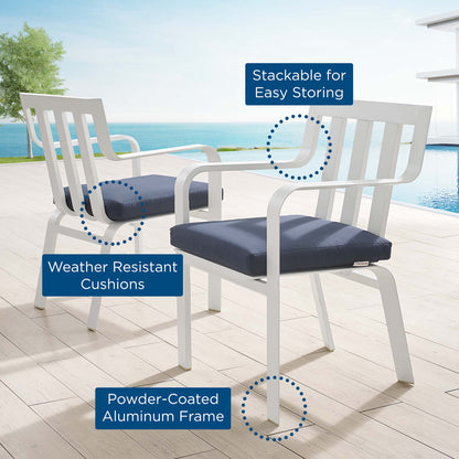 Modway Outlet Baxley Outdoor Patio Aluminum Armchair Set of 2 by Modway  Outdoor Furniture Furniture White Navy - EEI-3961-WHI-NAV