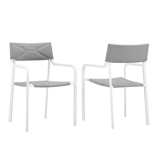 Modway Outlet Raleigh Outdoor Patio Aluminum Armchair Set of 2 by Modway  Outdoor Furniture Furniture White Gray - EEI-3962-WHI-GRY