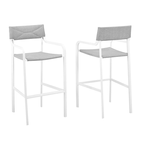 Modway Outlet Raleigh Outdoor Patio Aluminum Bar Stool Set of 2 by Modway  Outdoor Furniture Furniture White Gray - EEI-3963-WHI-GRY