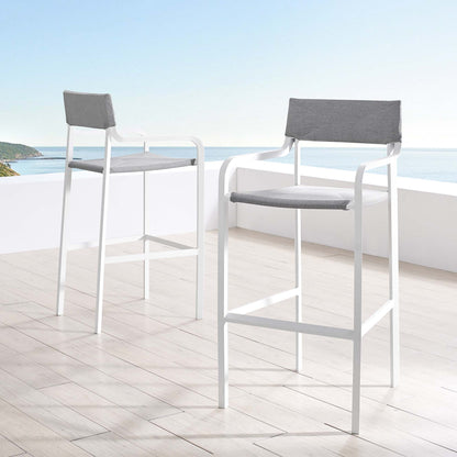 Modway Outlet Raleigh Outdoor Patio Aluminum Bar Stool Set of 2 by Modway  Outdoor Furniture Furniture White Gray - EEI-3963-WHI-GRY