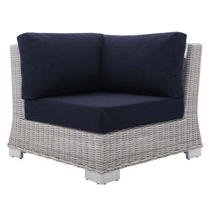 Modway Outlet Conway Sunbrella? Outdoor Patio Wicker Rattan Corner Chair by Modway  Outdoor Furniture Furniture Light Gray Navy - EEI-3970-LGR-NAV