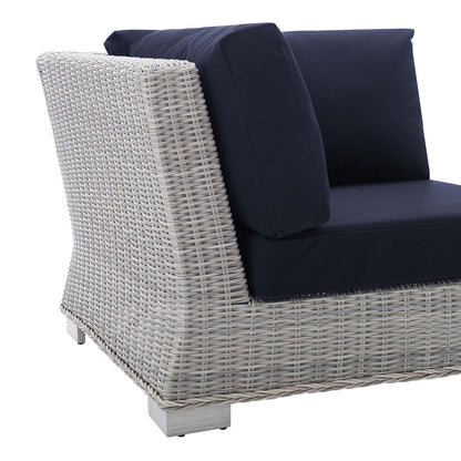 Modway Outlet Conway Sunbrella? Outdoor Patio Wicker Rattan Corner Chair by Modway  Outdoor Furniture Furniture Light Gray Navy - EEI-3970-LGR-NAV