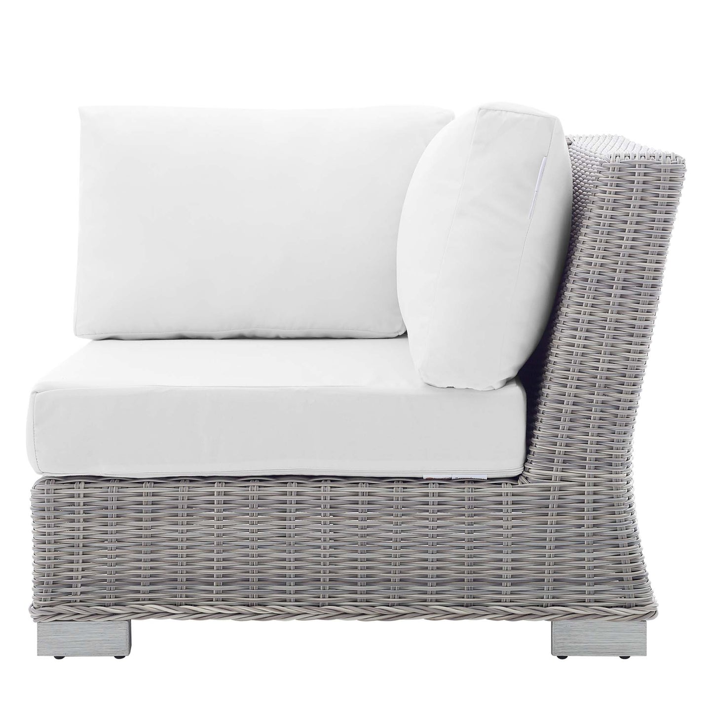 Modway Outlet Conway Sunbrella? Outdoor Patio Wicker Rattan Corner Chair by Modway  Outdoor Furniture Furniture Light Gray White - EEI-3970-LGR-WHI