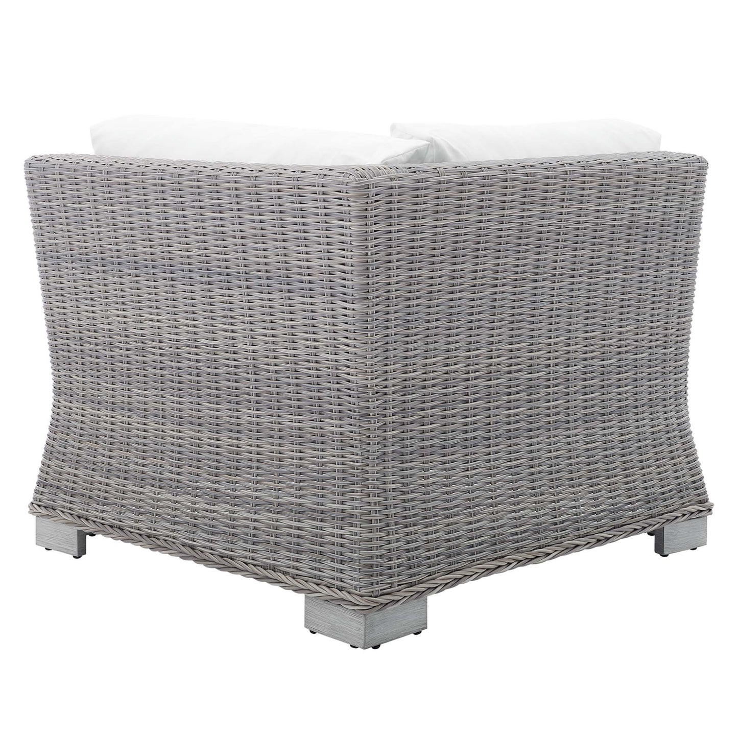 Modway Outlet Conway Sunbrella? Outdoor Patio Wicker Rattan Corner Chair by Modway  Outdoor Furniture Furniture Light Gray White - EEI-3970-LGR-WHI