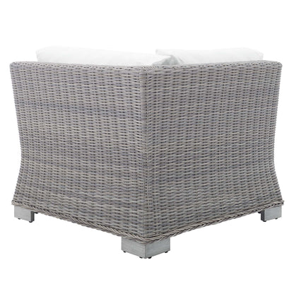 Modway Outlet Conway Sunbrella? Outdoor Patio Wicker Rattan Corner Chair by Modway  Outdoor Furniture Furniture Light Gray White - EEI-3970-LGR-WHI