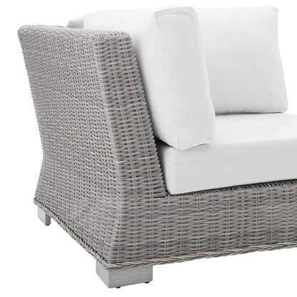 Modway Outlet Conway Sunbrella? Outdoor Patio Wicker Rattan Corner Chair by Modway  Outdoor Furniture Furniture Light Gray White - EEI-3970-LGR-WHI