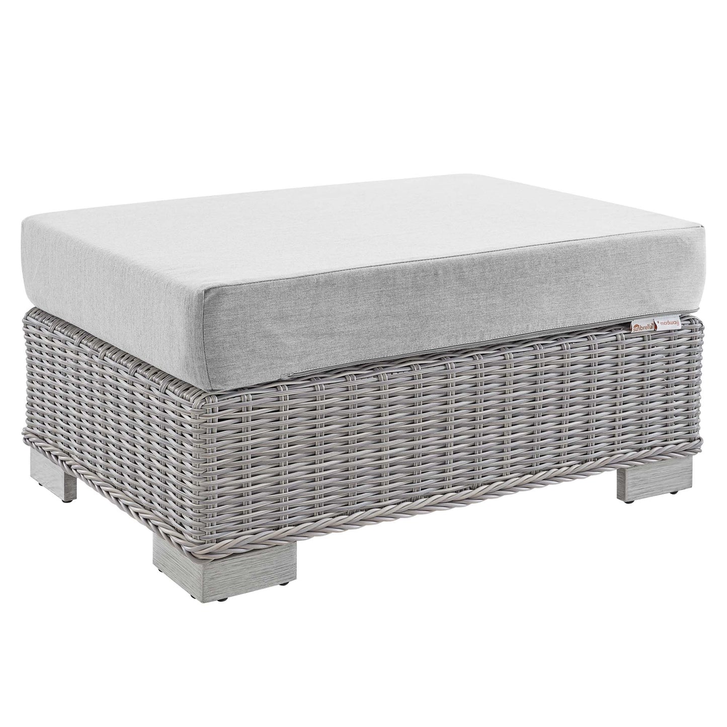 Modway Outlet Conway Sunbrella? Outdoor Patio Wicker Rattan Ottoman by Modway  Outdoor Furniture Furniture Light Gray Gray - EEI-3971-LGR-GRY