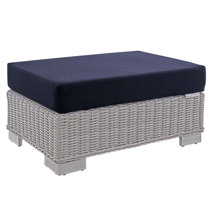 Modway Outlet Conway Sunbrella? Outdoor Patio Wicker Rattan Ottoman by Modway  Outdoor Furniture Furniture Light Gray Navy - EEI-3971-LGR-NAV