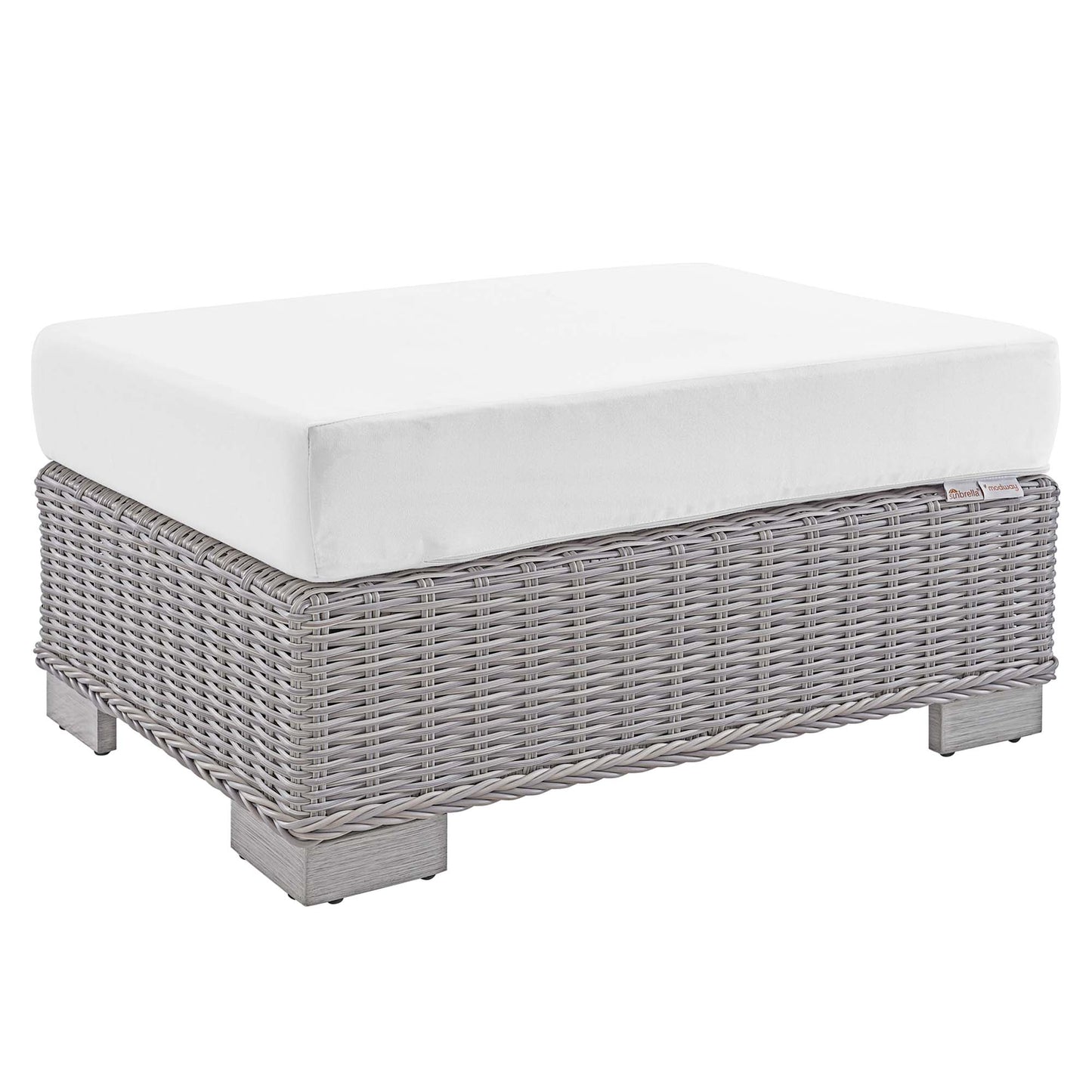 Modway Outlet Conway Sunbrella? Outdoor Patio Wicker Rattan Ottoman by Modway  Outdoor Furniture Furniture Light Gray White - EEI-3971-LGR-WHI