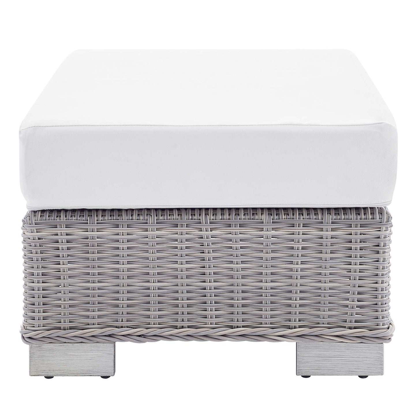 Modway Outlet Conway Sunbrella? Outdoor Patio Wicker Rattan Ottoman by Modway  Outdoor Furniture Furniture Light Gray White - EEI-3971-LGR-WHI