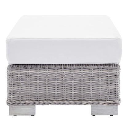 Modway Outlet Conway Sunbrella? Outdoor Patio Wicker Rattan Ottoman by Modway  Outdoor Furniture Furniture Light Gray White - EEI-3971-LGR-WHI