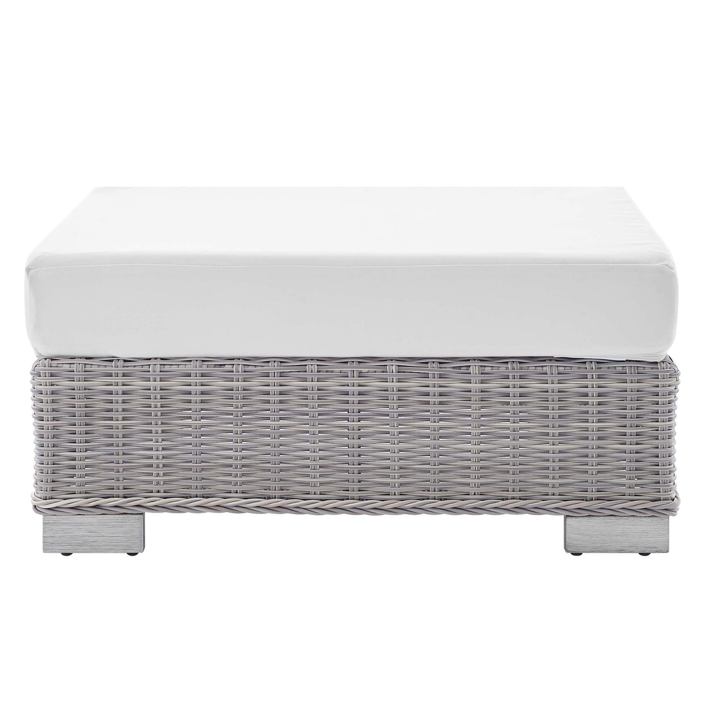 Modway Outlet Conway Sunbrella? Outdoor Patio Wicker Rattan Ottoman by Modway  Outdoor Furniture Furniture Light Gray White - EEI-3971-LGR-WHI