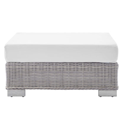 Modway Outlet Conway Sunbrella? Outdoor Patio Wicker Rattan Ottoman by Modway  Outdoor Furniture Furniture Light Gray White - EEI-3971-LGR-WHI