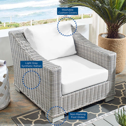 Modway - Conway Sunbrella? Outdoor Patio Wicker Rattan Armchair by Modway  Outdoor Furniture Sofa Sectionals White - EEI-3972-LGR-WHI