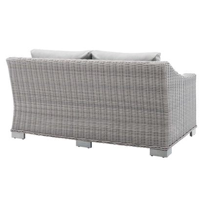 Modway - Conway Sunbrella? Outdoor Patio Wicker Rattan Loveseat by Modway  Outdoor Furniture Sofa Sectionals Gray - EEI-3973-LGR-GRY