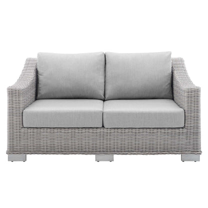 Modway - Conway Sunbrella? Outdoor Patio Wicker Rattan Loveseat by Modway  Outdoor Furniture Sofa Sectionals Gray - EEI-3973-LGR-GRY