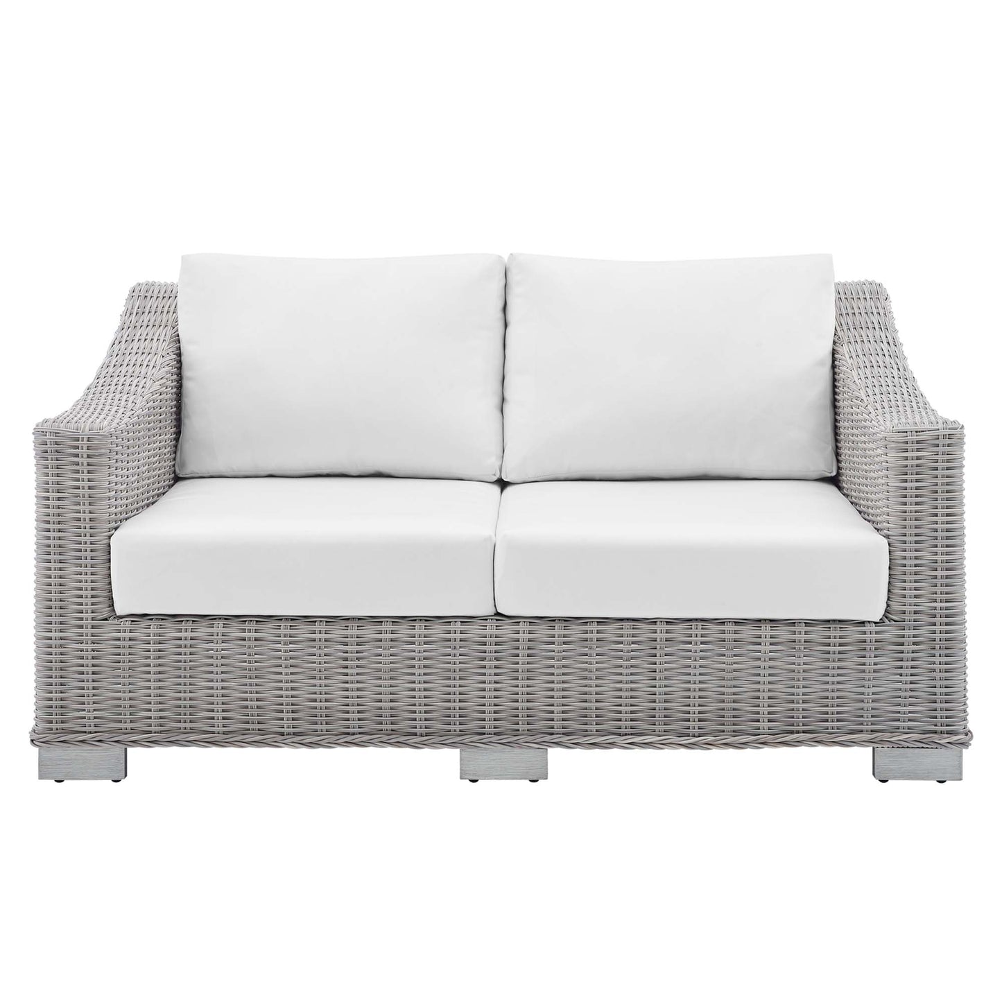 Modway - Conway Sunbrella? Outdoor Patio Wicker Rattan Loveseat by Modway  Outdoor Furniture Sofa Sectionals White - EEI-3973-LGR-WHI
