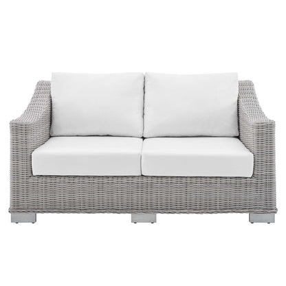 Modway - Conway Sunbrella? Outdoor Patio Wicker Rattan Loveseat by Modway  Outdoor Furniture Sofa Sectionals White - EEI-3973-LGR-WHI