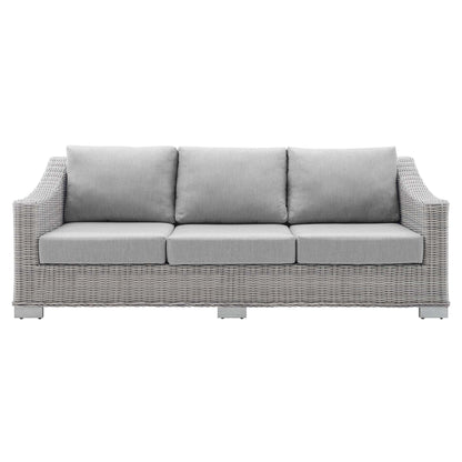 Modway - Conway Sunbrella? Outdoor Patio Wicker Rattan Sofa by Modway  Outdoor Furniture Sofa Sectionals Gray - EEI-3974-LGR-GRY