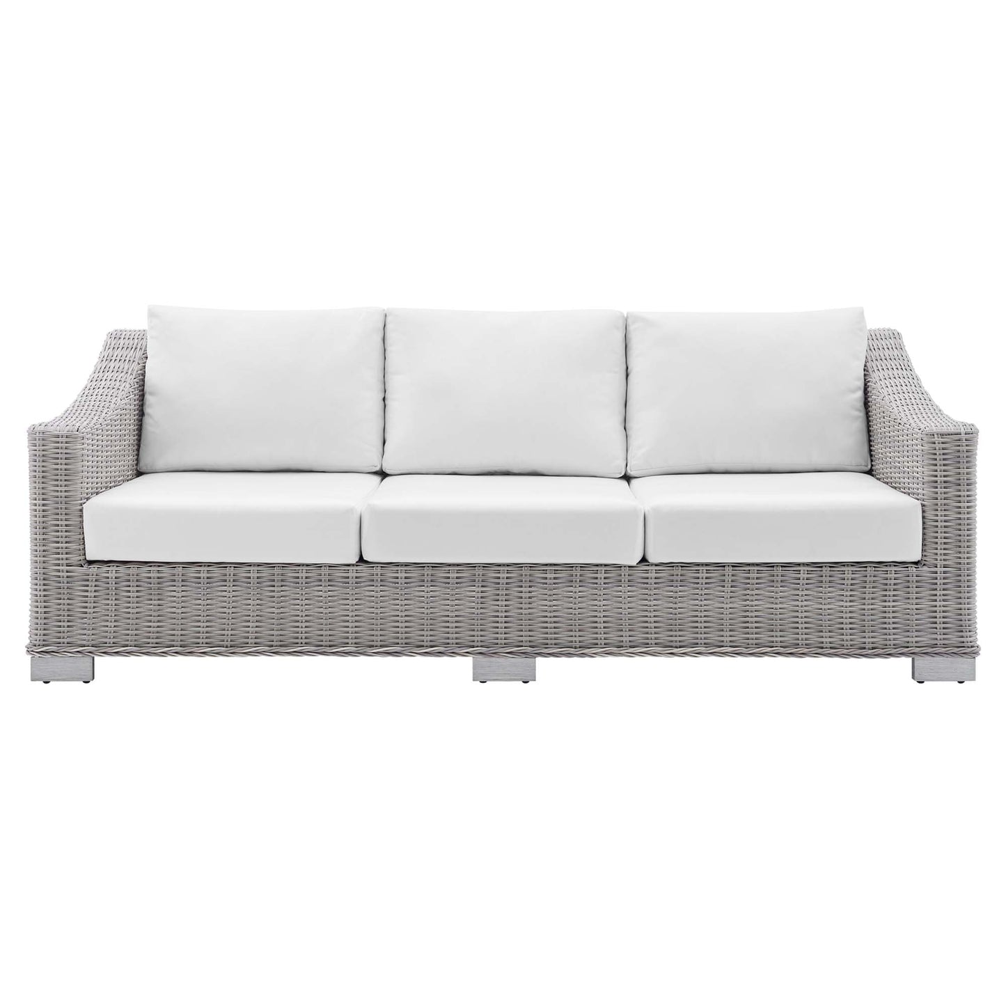 Modway - Conway Sunbrella? Outdoor Patio Wicker Rattan Sofa by Modway  Outdoor Furniture Sofa Sectionals White - EEI-3974-LGR-WHI