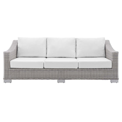 Modway - Conway Sunbrella? Outdoor Patio Wicker Rattan Sofa by Modway  Outdoor Furniture Sofa Sectionals White - EEI-3974-LGR-WHI