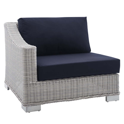 Modway Outlet Conway Sunbrella? Outdoor Patio Wicker Rattan Left-Arm Chair by Modway  Outdoor Furniture Furniture Light Gray Navy - EEI-3975-LGR-NAV