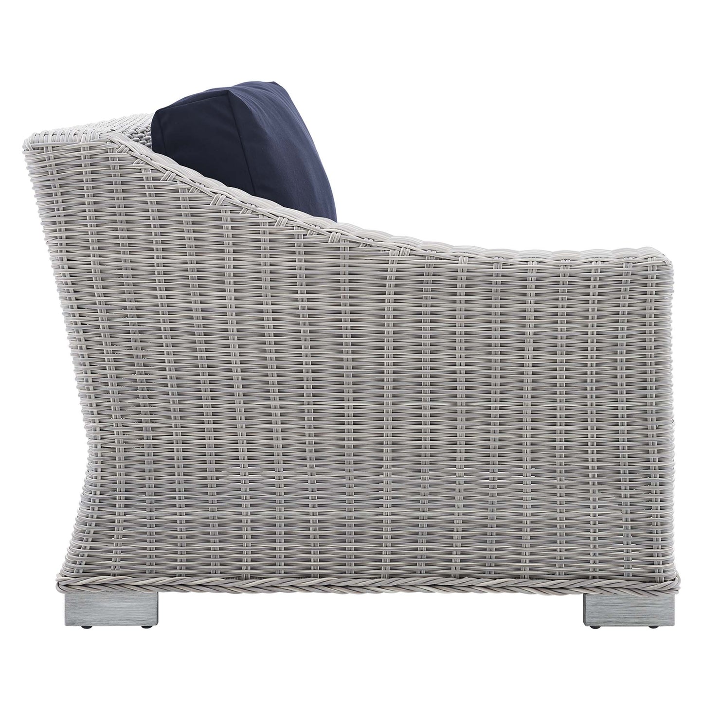 Modway Outlet Conway Sunbrella? Outdoor Patio Wicker Rattan Left-Arm Chair by Modway  Outdoor Furniture Furniture Light Gray Navy - EEI-3975-LGR-NAV