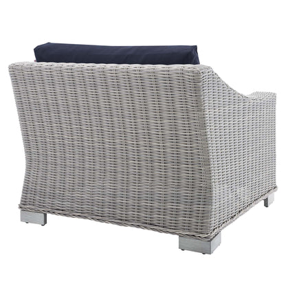 Modway Outlet Conway Sunbrella? Outdoor Patio Wicker Rattan Left-Arm Chair by Modway  Outdoor Furniture Furniture Light Gray Navy - EEI-3975-LGR-NAV