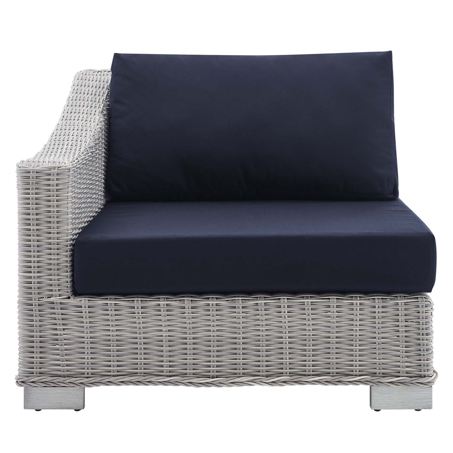 Modway Outlet Conway Sunbrella? Outdoor Patio Wicker Rattan Left-Arm Chair by Modway  Outdoor Furniture Furniture Light Gray Navy - EEI-3975-LGR-NAV