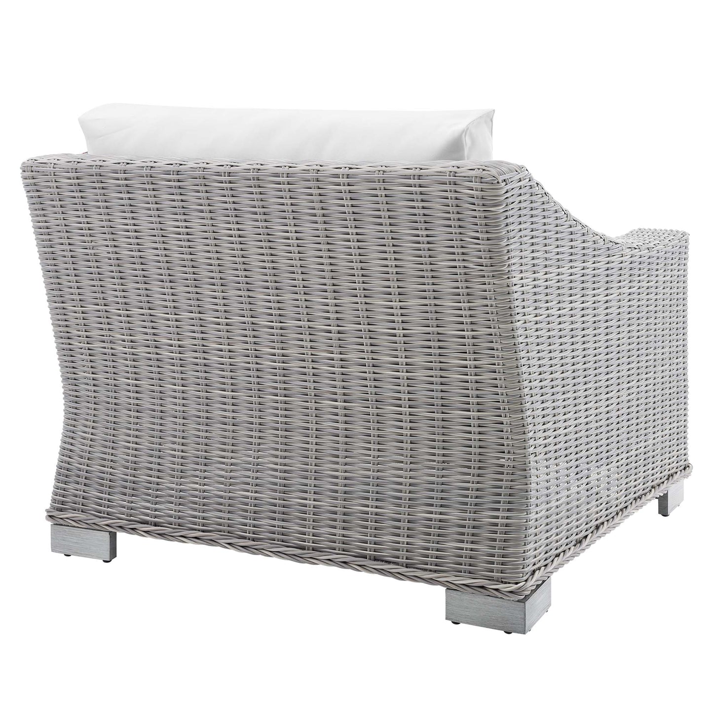 Modway Outlet Conway Sunbrella? Outdoor Patio Wicker Rattan Left-Arm Chair by Modway  Outdoor Furniture Furniture Light Gray White - EEI-3975-LGR-WHI