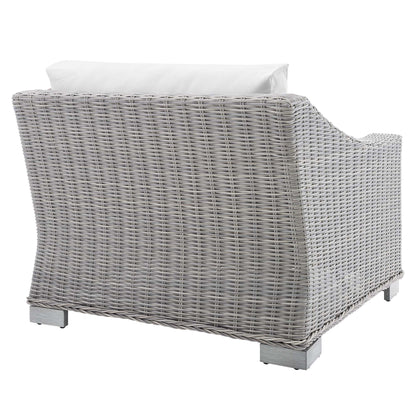 Modway Outlet Conway Sunbrella? Outdoor Patio Wicker Rattan Left-Arm Chair by Modway  Outdoor Furniture Furniture Light Gray White - EEI-3975-LGR-WHI
