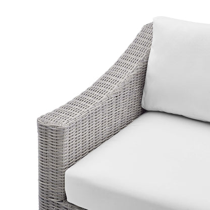 Modway Outlet Conway Sunbrella? Outdoor Patio Wicker Rattan Left-Arm Chair by Modway  Outdoor Furniture Furniture Light Gray White - EEI-3975-LGR-WHI