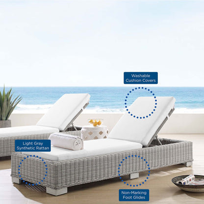 Modway - Conway Sunbrella? Outdoor Patio Wicker Rattan Chaise Lounge by Modway  Outdoor Furniture Sofa Sectionals White - EEI-3978-LGR-WHI
