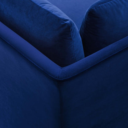 Modway Outlet Ardent Performance Velvet Sectional Sofa Corner Chair by Modway  Living Room Furniture Navy - EEI-3985-NAV