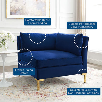 Modway Outlet Ardent Performance Velvet Sectional Sofa Corner Chair by Modway  Living Room Furniture Navy - EEI-3985-NAV