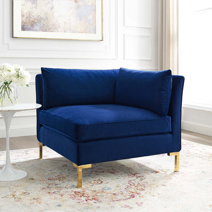 Modway Outlet Ardent Performance Velvet Sectional Sofa Corner Chair by Modway  Living Room Furniture Navy - EEI-3985-NAV