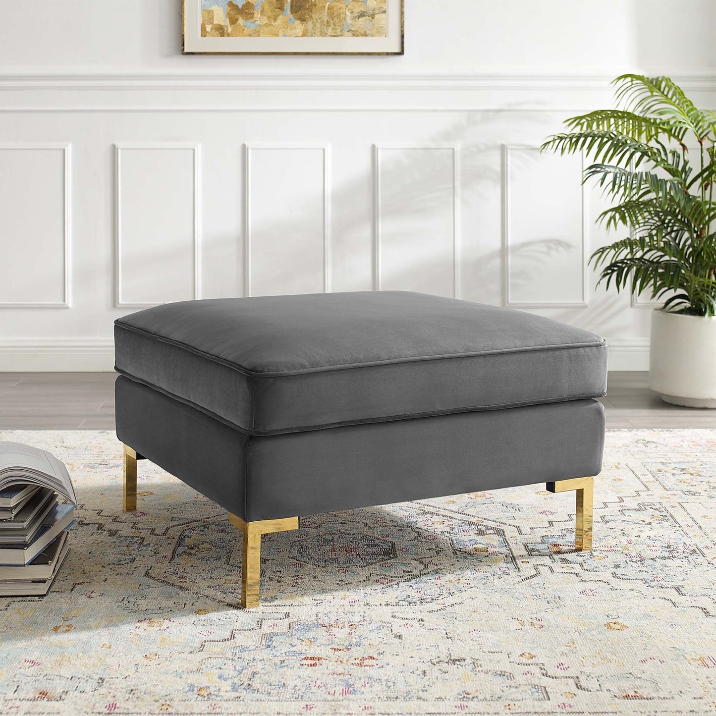 Modway Outlet Ardent Performance Velvet Ottoman by Modway  Living Room Furniture Gray - EEI-3987-GRY