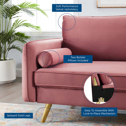 Modway Outlet Revive Performance Velvet Sofa by Modway  Living Room Furniture Dusty Rose - EEI-3988-DUS