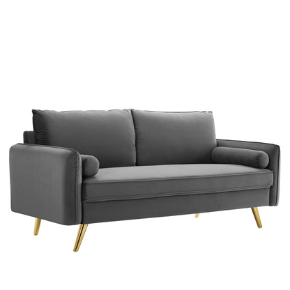 Modway Outlet Revive Performance Velvet Sofa by Modway  Living Room Furniture Gray - EEI-3988-GRY