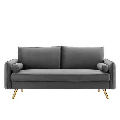 Modway Outlet Revive Performance Velvet Sofa by Modway  Living Room Furniture Gray - EEI-3988-GRY