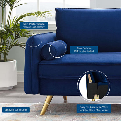 Modway - Revive Performance Velvet Sofa by Modway  Living Room Sofas and Armchairs Blue - EEI-3988-NAV