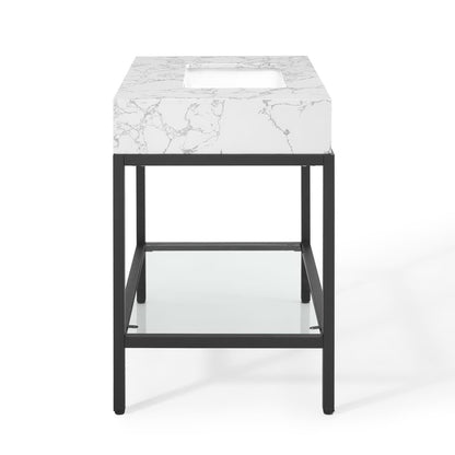 Modway Outlet Kingsley 36" Black Stainless Steel Bathroom Vanity by Modway  Bathroom Furniture Black White - EEI-3998-BLK-WHI