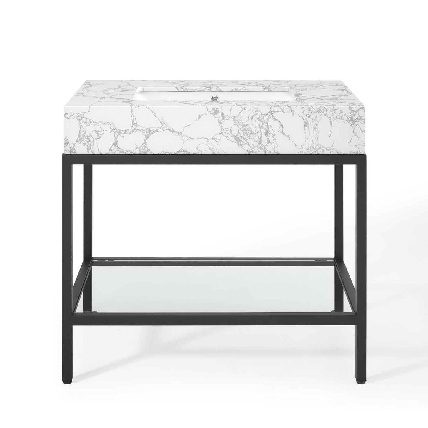 Modway Outlet Kingsley 36" Black Stainless Steel Bathroom Vanity by Modway  Bathroom Furniture Black White - EEI-3998-BLK-WHI