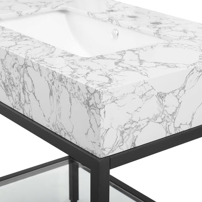 Modway Outlet Kingsley 36" Black Stainless Steel Bathroom Vanity by Modway  Bathroom Furniture Black White - EEI-3998-BLK-WHI