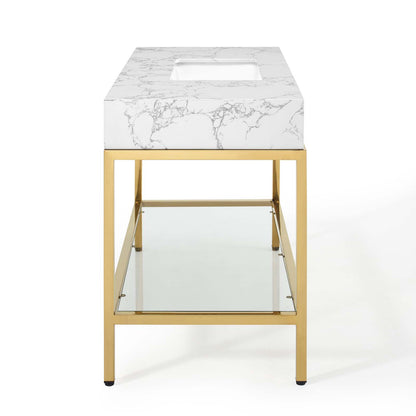 Modway Outlet Kingsley 50" Gold Stainless Steel Bathroom Vanity by Modway  Bathroom Furniture Gold White - EEI-3999-GLD-WHI