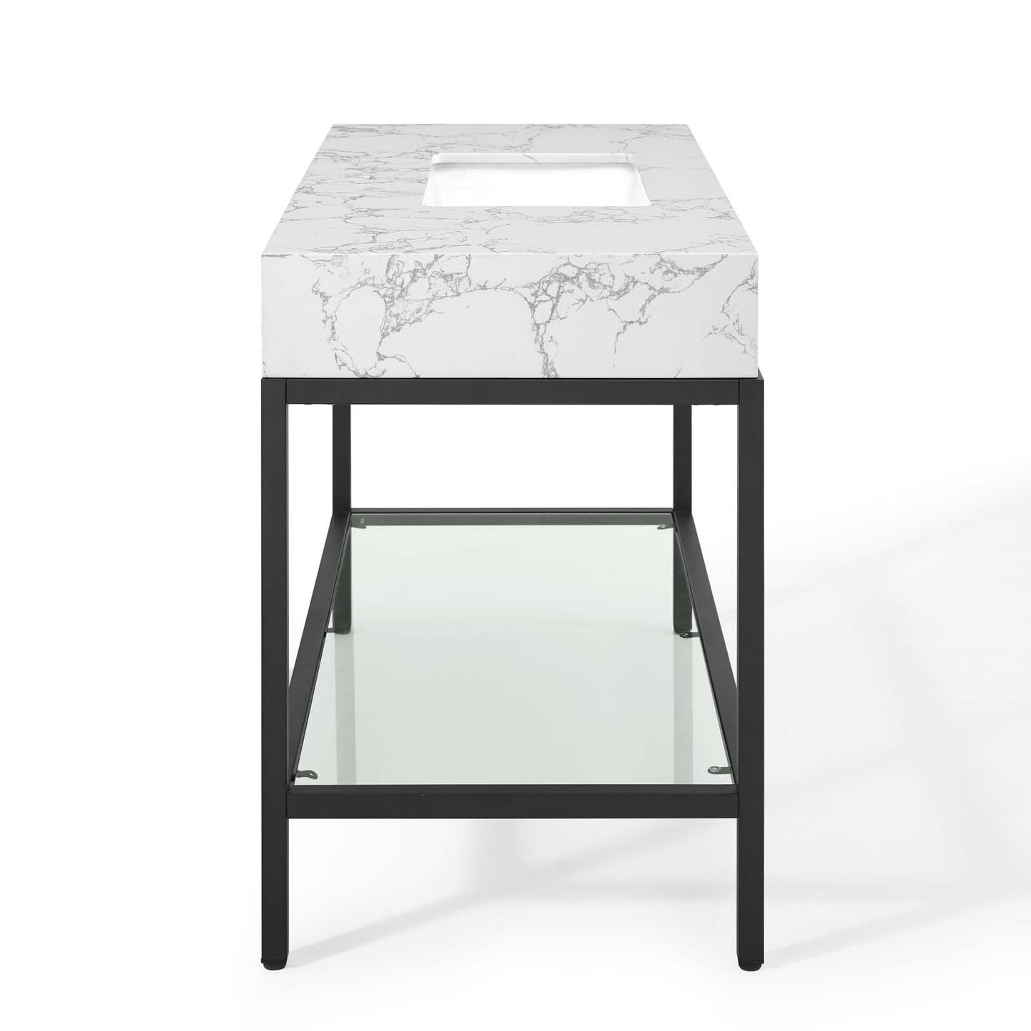 Modway Outlet Kingsley 50" Black Stainless Steel Bathroom Vanity by Modway  Bathroom Furniture Black White - EEI-4000-BLK-WHI