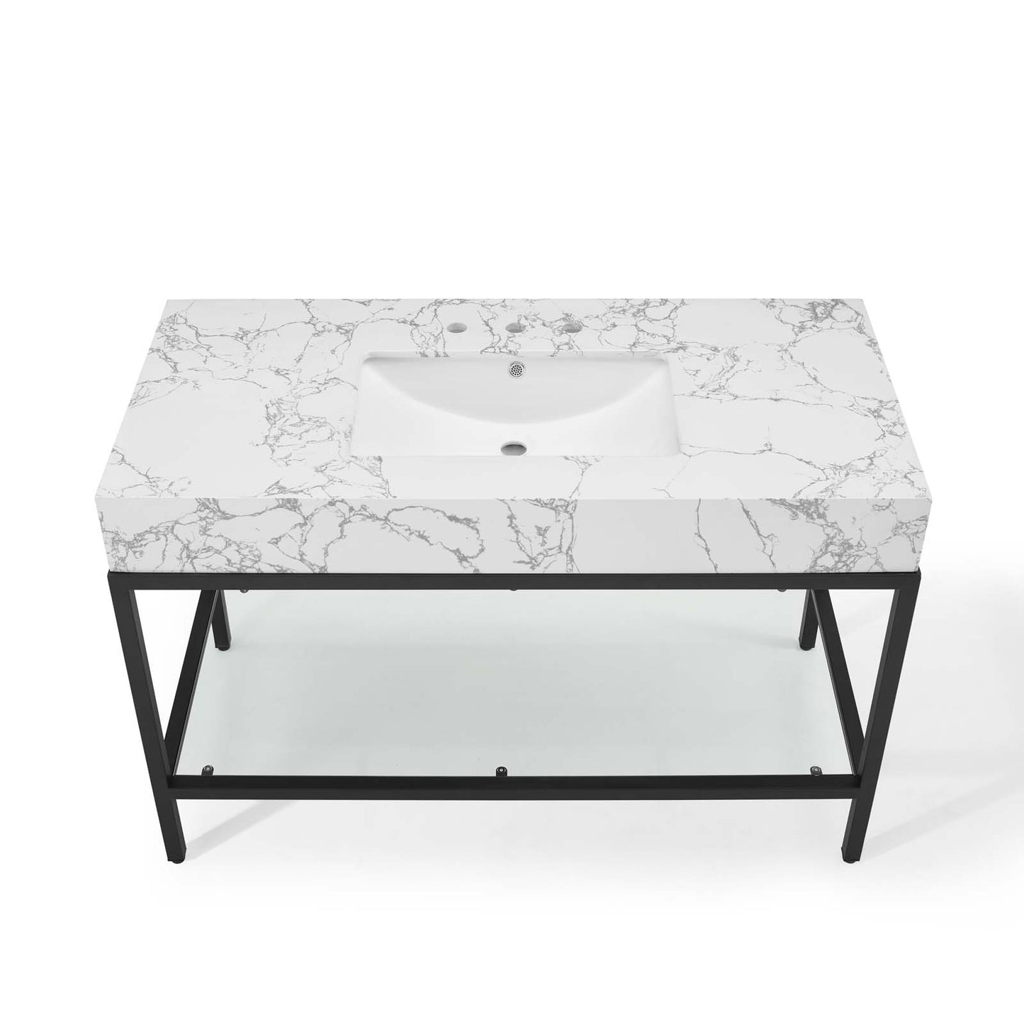 Modway Outlet Kingsley 50" Black Stainless Steel Bathroom Vanity by Modway  Bathroom Furniture Black White - EEI-4000-BLK-WHI