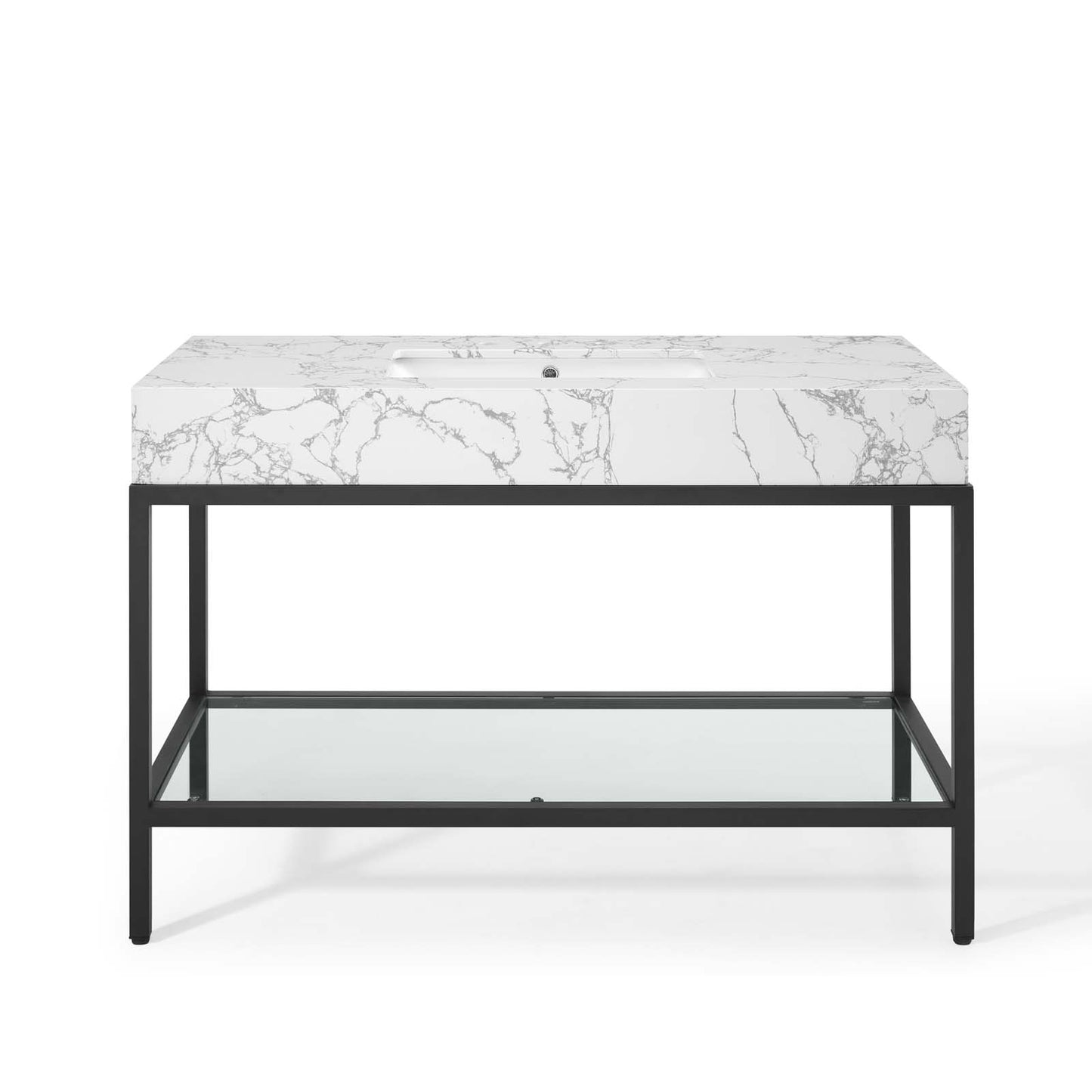 Modway Outlet Kingsley 50" Black Stainless Steel Bathroom Vanity by Modway  Bathroom Furniture Black White - EEI-4000-BLK-WHI