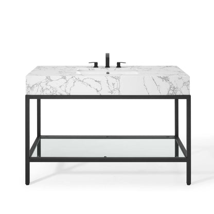 Modway Outlet Kingsley 50" Black Stainless Steel Bathroom Vanity by Modway  Bathroom Furniture Black White - EEI-4000-BLK-WHI